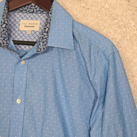 Ted Baker Endurance Shirt Mens 16.5 Blue Button Up Long Sleeve Textured Office - Picture 3 of 13